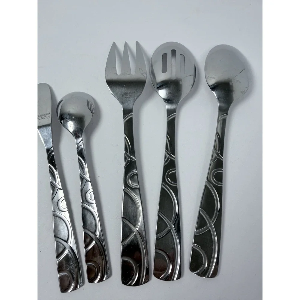 Cambridge‎ Conquest Stainless Steel Serving Hostess Set 5 Spoons Meat Fork Knife